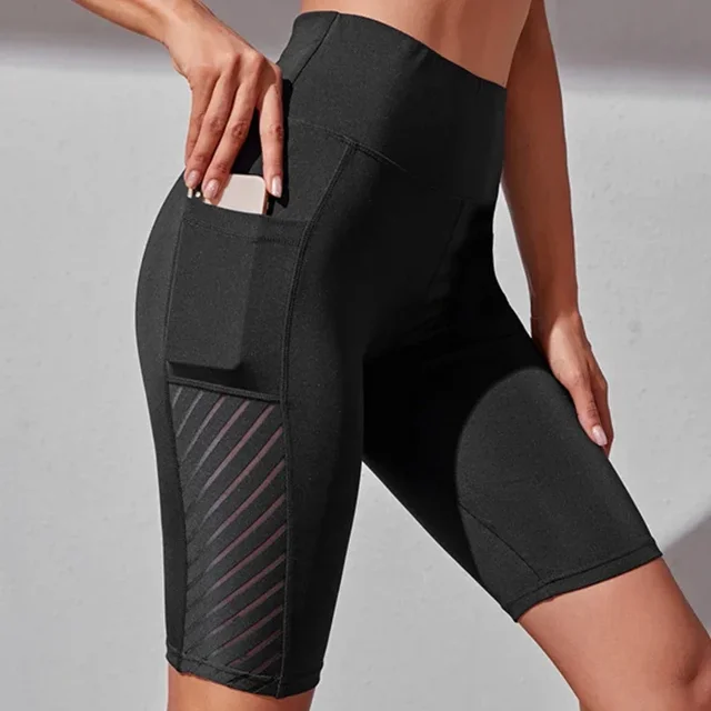 Mesh Pocket Yoga Shorts Fitness High Waist Elastic Breathable Moisture wicking Hip lifting Legging Pants Women Summer New Style