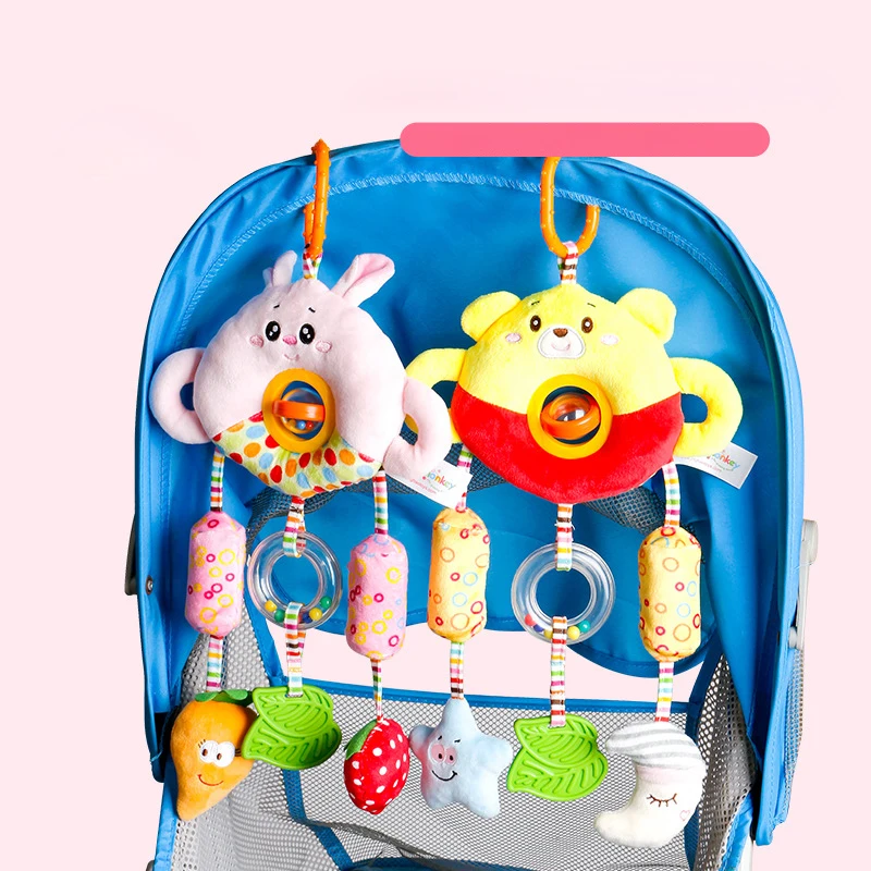 Sensory Stroller Hanging Rattles for Baby Soft Newborn Plush Animals Bed Bell Dolls Babies Development Handle Toys Toddlers Gift 4