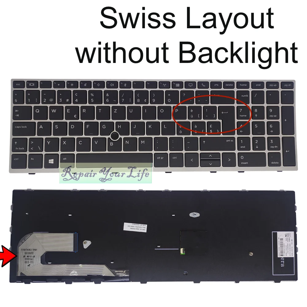 Teclado Retroiluminado para hp Elitebook Português Alemão Suíço e Dinamarquês Notebook da ue 855 850 g5 g6 Zbook 15u g5 g6 Hpm17b7 Novo - Imagem 6