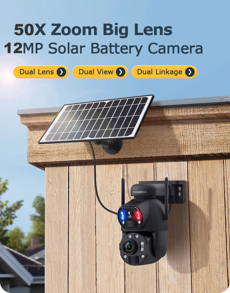 INQMEGA 12MP 50X Solar Camera with Wifi/4G, Support Human