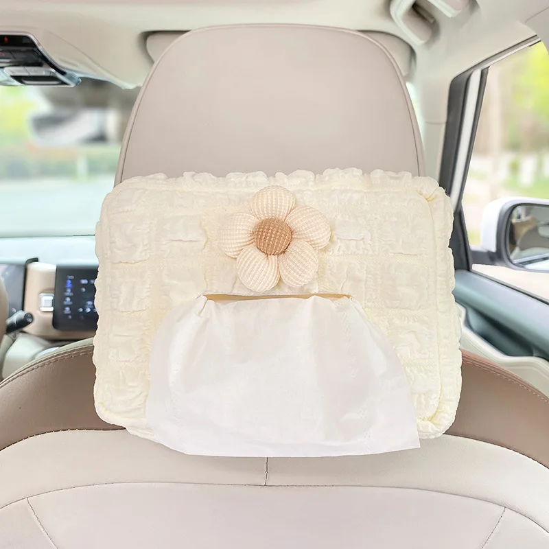thumbnail image 1 of Caja de pañuelos para el automóvil Caja de pañuelos de tela tipo puff Reposabrazos para el respaldo del asiento del automóvil Bolsa de pañuelos tipo caja de papel Accesorios de decoración interior del, 1 of 5