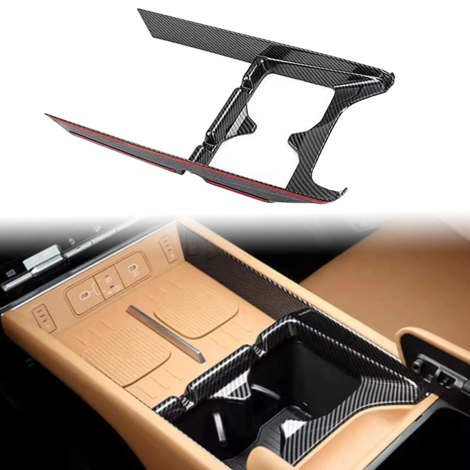 Matte Wood Grain Cup Holder Cover Trim For 2024-2026 Hyundai Santa Fe MX5 (Front)