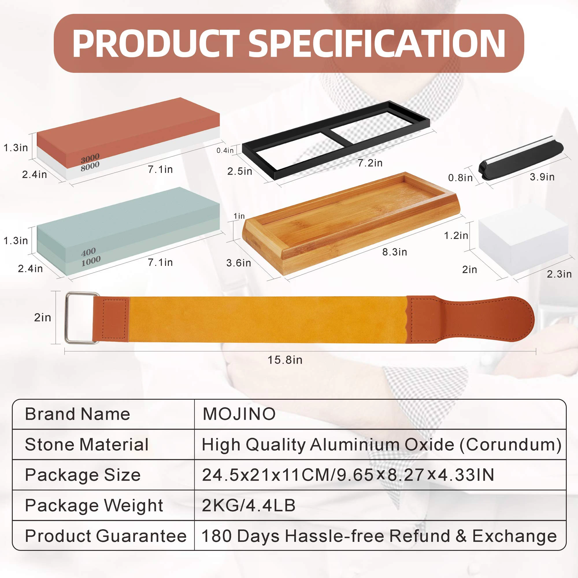 Sharpening Stone Whetstone Set 400/1000 3000/8000,Professional Whetstone Knife Sharpener, Knife Sharpening Stone Kit Angle Guide