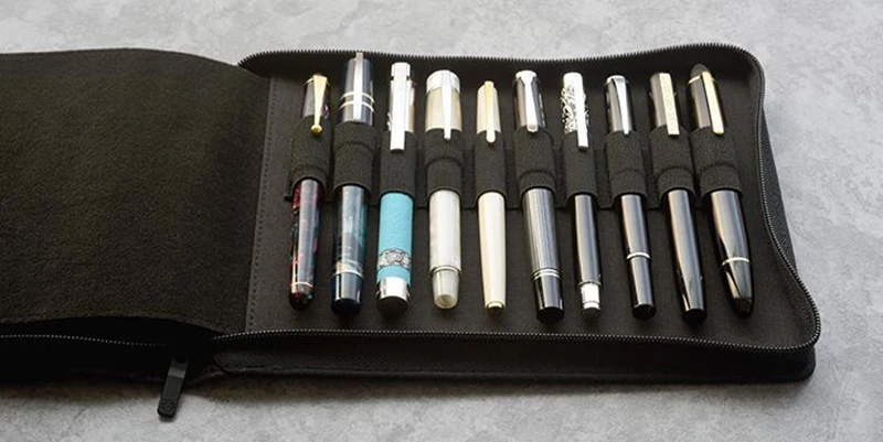 Gray KACO Fountain Pen Case 20 Slots Gray Canvas Pen Pouch Pencil Case Bag Storage for 20 Pens Waterproof Office Business Style 3