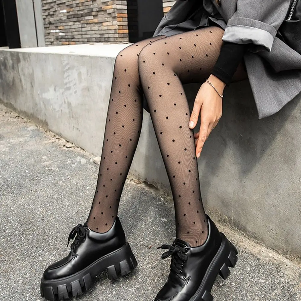 Bottoming Pants Double-layer Point Dot Pantyhose Black Nylon Bare Leg Socks Slim Dress Tights Bare Leg Artifact Ladies 4