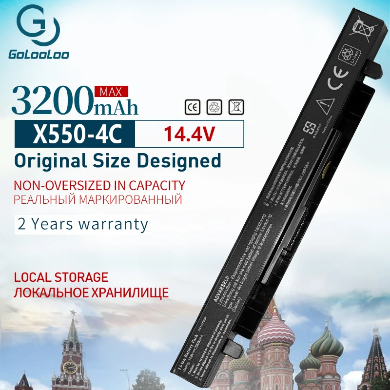 Golooloo Bateria 14.8 Mah 3300 v para Asus A41-x550a X550cc A41-x550 X450 X550 A450 A550 R409 X550c F450 X550a X550ca F550 X550l