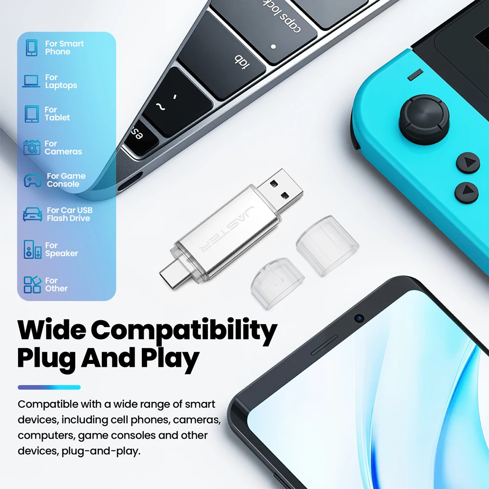 JASTER 타입 C OTG USB 플래시 드라이브 64GB 32GB 16GB 8GB 4GB 메모리 스틱 2.0 펜드라이브 고속 모바일폰 및 컴퓨터용