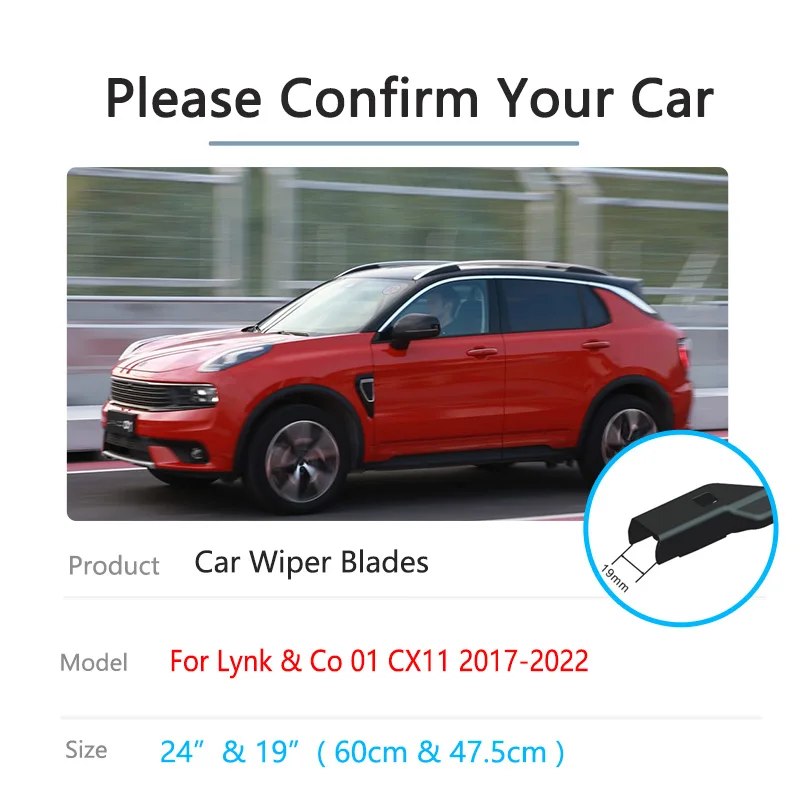 Ruitenwisserbladen Voor Lynk & Co 01 CX11 2017 2018 2019 2020 2021 2022 Voorruit Venster Voor Achter Ruitenwisser Auto Accessoires (Kleur : Front Rear 3pcs