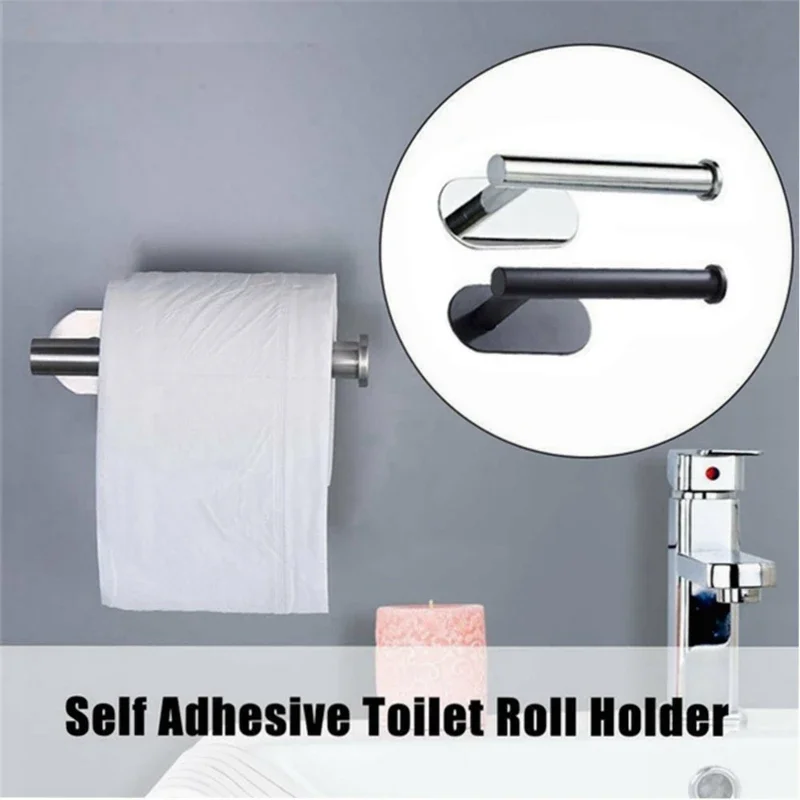 

Adhesive Toilet Paper Roll Holder 304 Stainless Steel Wall Mounted Tissue Towel Bath Ball Holder Rack for Kitchen Bathroom