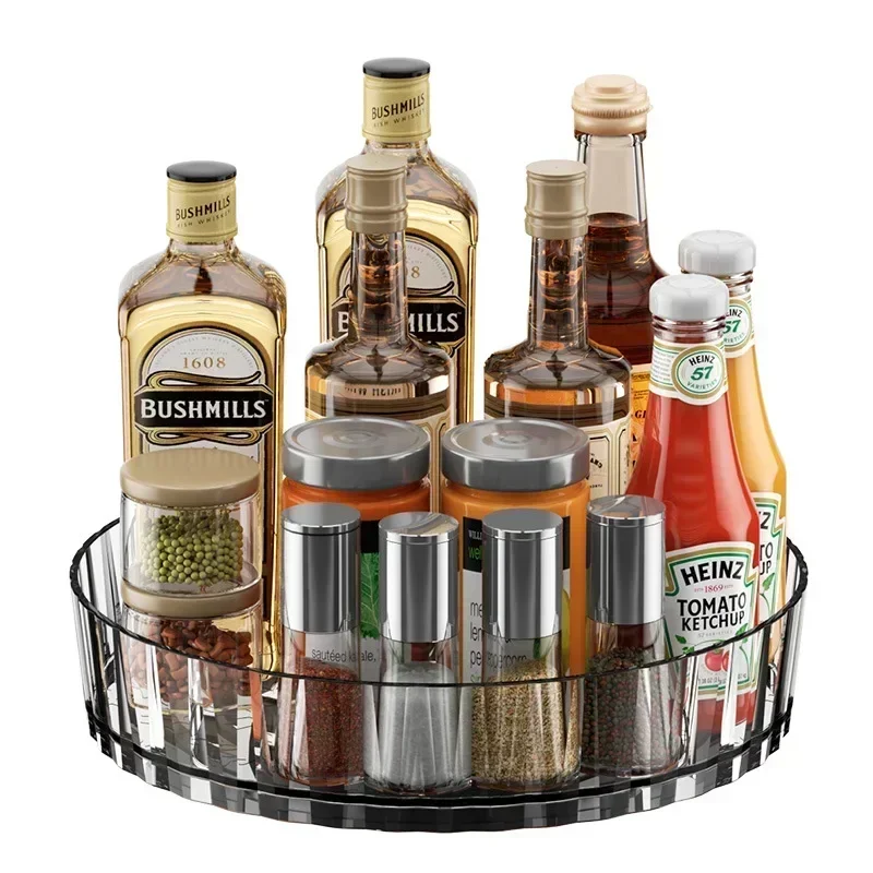 360 Rotating Seasoning Storage Tray Multifunction Pantry Cabinet Turntable For Cosmetics Bathroom Storage Box Kitchen Organizer 6
