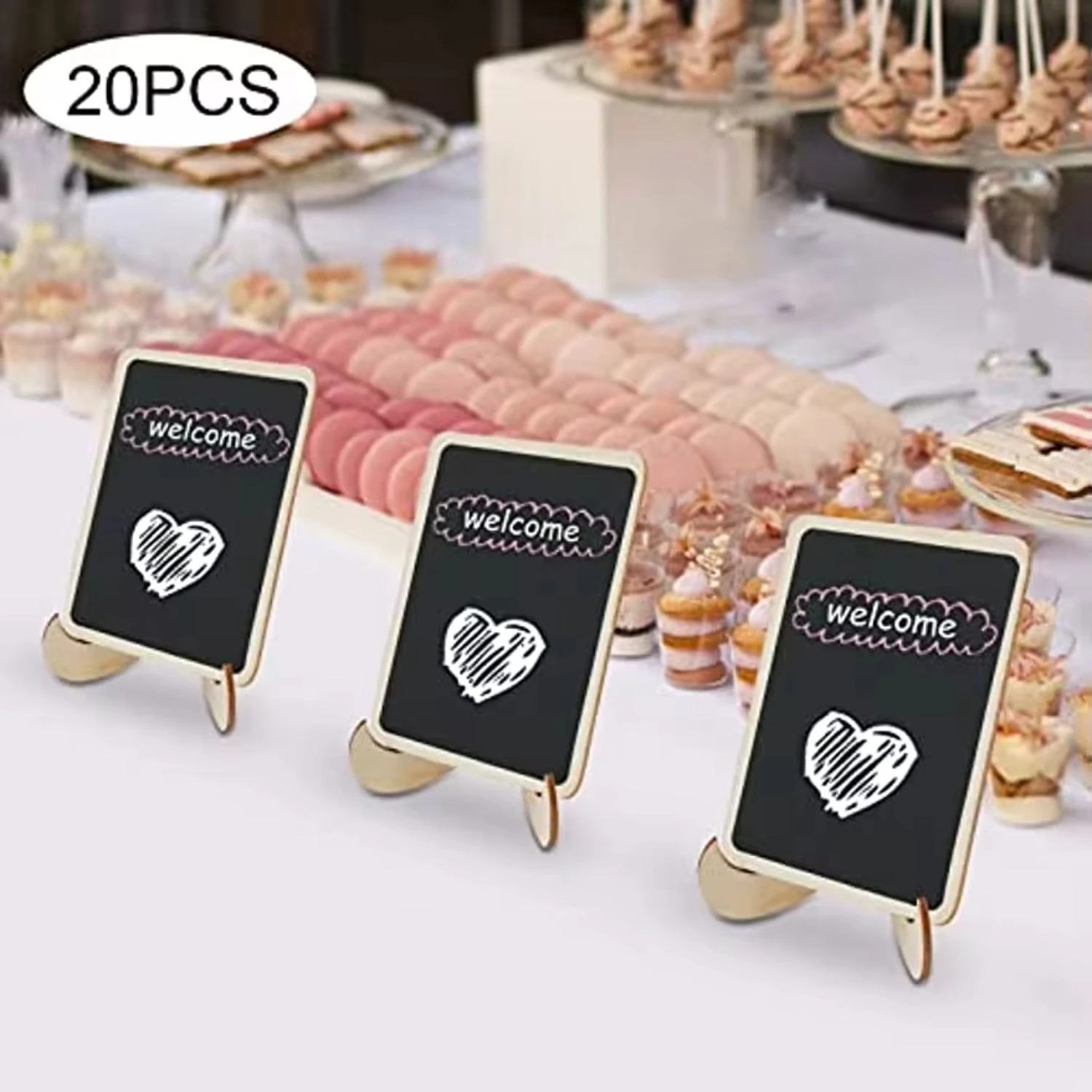 Wood Mini Chalkboards Signs with Support Easels Small Rectangle Blackboard 20 Pack wood chalkboard signs