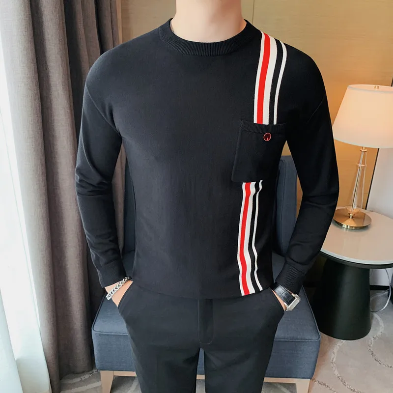 Autumn Casual Men's Sweater O-Neck Slim Fit Knittwear Mens Sweaters Pullovers Pullover Men  Brand Clothing M-4XL