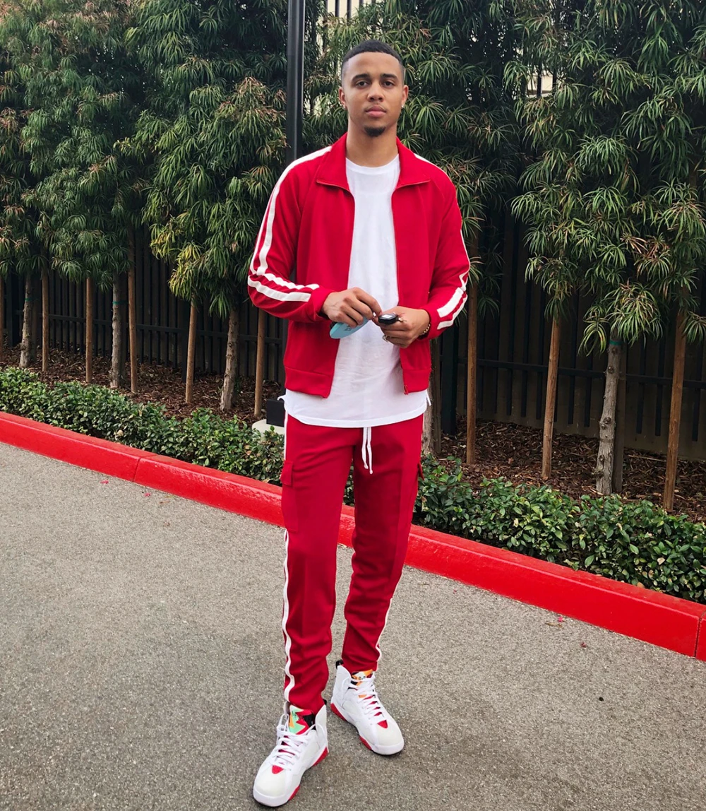 Mens Training Tracksuits Sets Gym Kits Sportswear Red Breathable Tops With Cargo Pants Fitness Jogging Sport Suits Running Sets 4