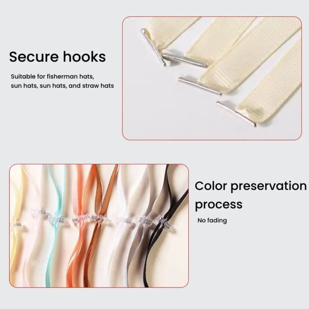 Portable Adjusting Rope Windproof Hat Strap Anti-lost Solid Color Hat Wind Rope Removable Chin Cord 5Pcs hat strap