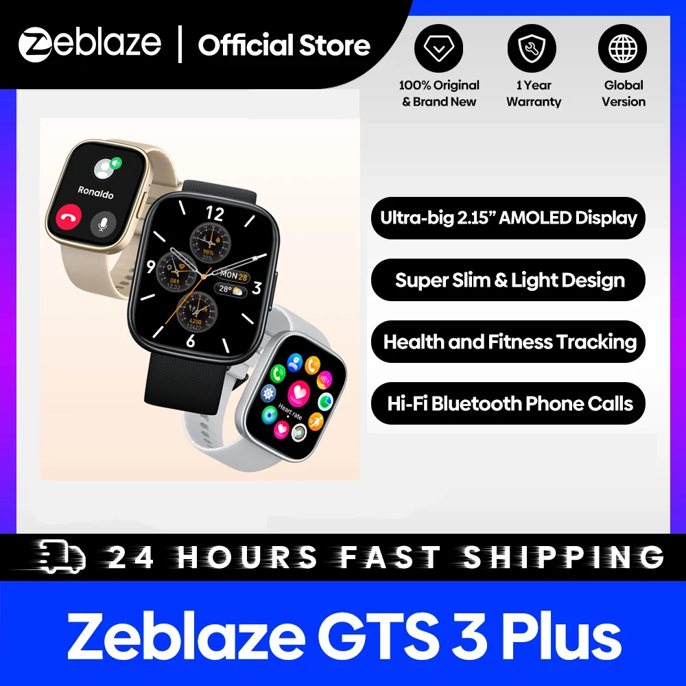 New Zeblaze GTS Plus Smart Watch Ultra AMOLED Screen