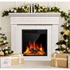 Electric Fireplace Mantel Package Wooden Surround Firebox TV Stand Free Standing Electric Fireplace Heater with Logs, 1