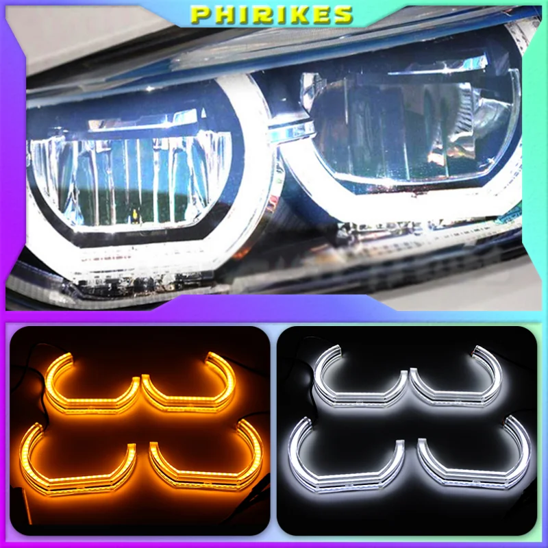 

Для BMW E46 325i 325xi 330i 330xi с HID головсветильник s 1999-2005 Кристалл DTM стиль светодиодный ангельские глазки свет белый и желтый поворот