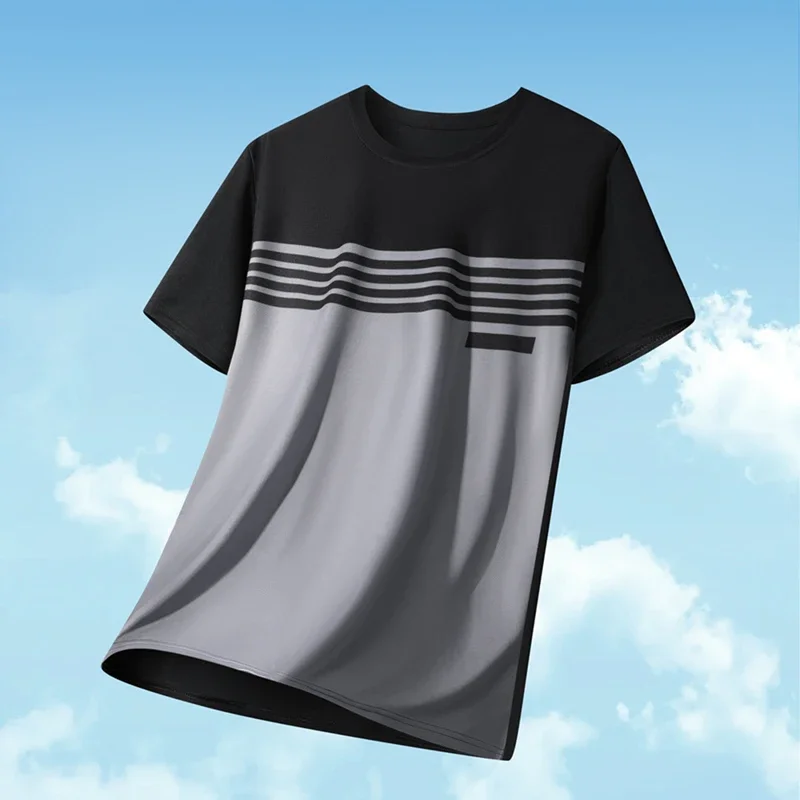 Einfache, modische, kontrastfarbene Herren-T-Shirts, lässiger O-Ausschnitt, lockerer Pullover, Outdoor-Laufsport, kurzärmelige T-Shirts, Sommer-Tops