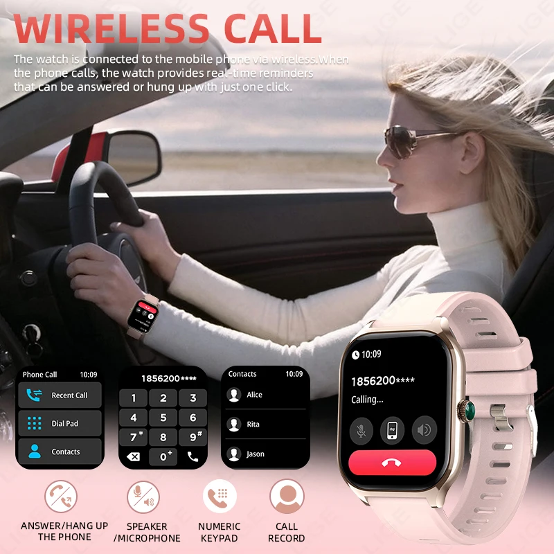 LIGE Smart Watch Women Men 2.01''inch Outdoor Sport Waterproof Bluetooth Call Sports Fitness Smart Watches Ladies Smartwatch New