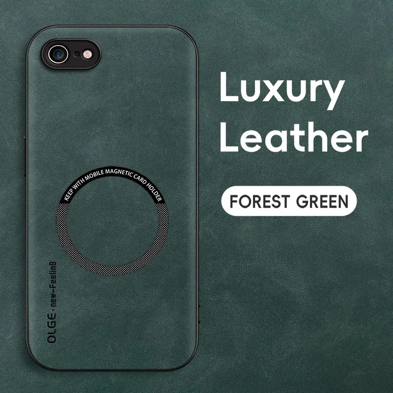 Magnetic Retro Leather Wireless Charging Phone Case Cover