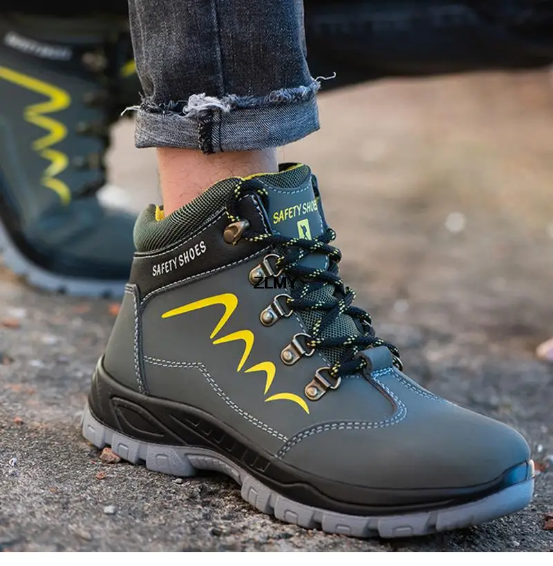 2023 Men Steel Toe Shoes High Top Work Boots Indestructible Safety Shoes Men Puncture-Proof Work Sneaker Winter Boots Male Shoes