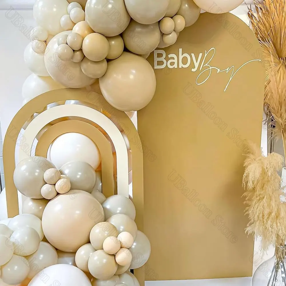 Doppelt gefüllte Aprikosen-Luftballons, 5/18 Zoll, doppellagig, Boho, braun, cremefarben, Pfirsich-Karamell-Luftballons für Geburtstags-Babyparty-Dekoration – Detail 7