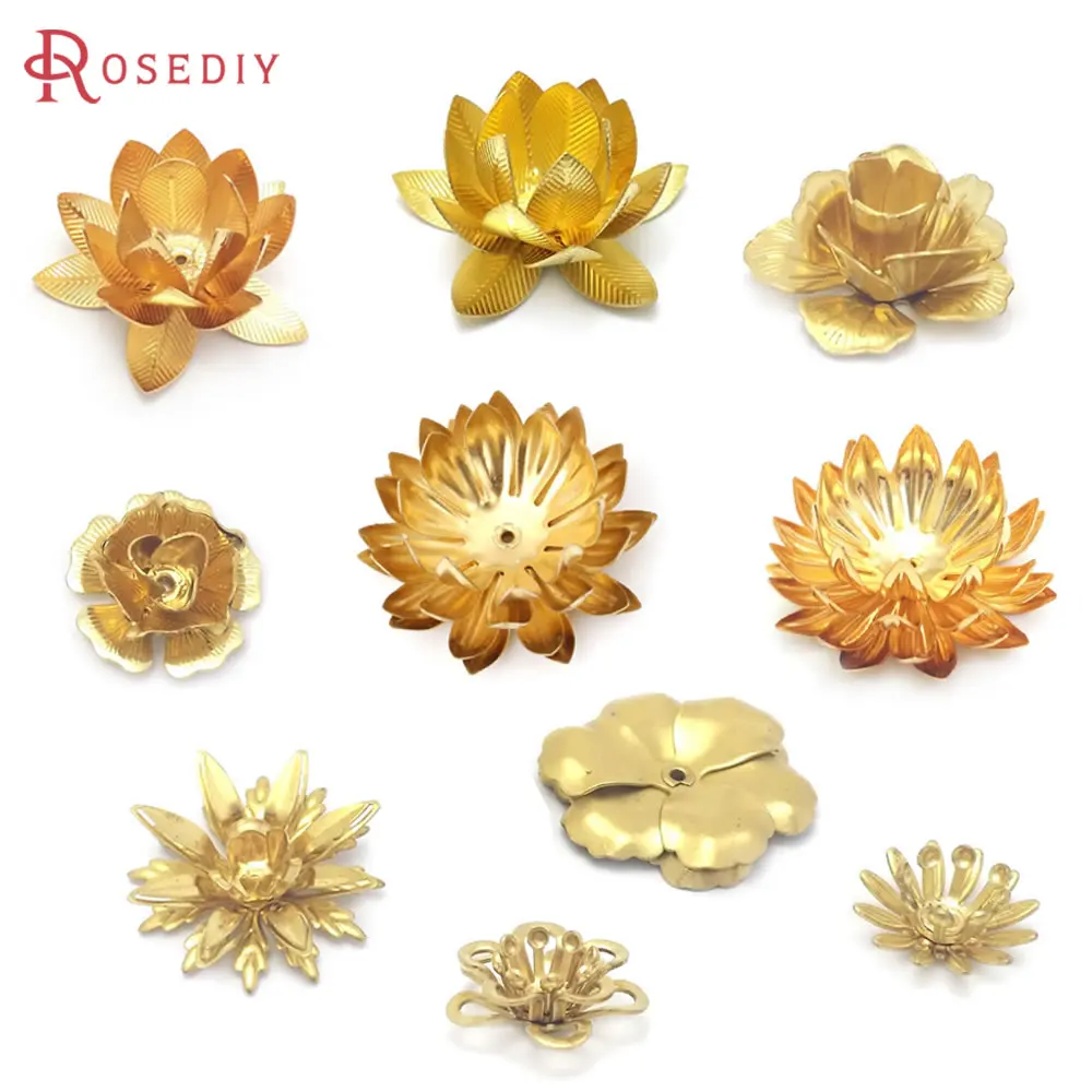 Elegant Brass 3D Multi-layer Flower Jewelry Making Supplies