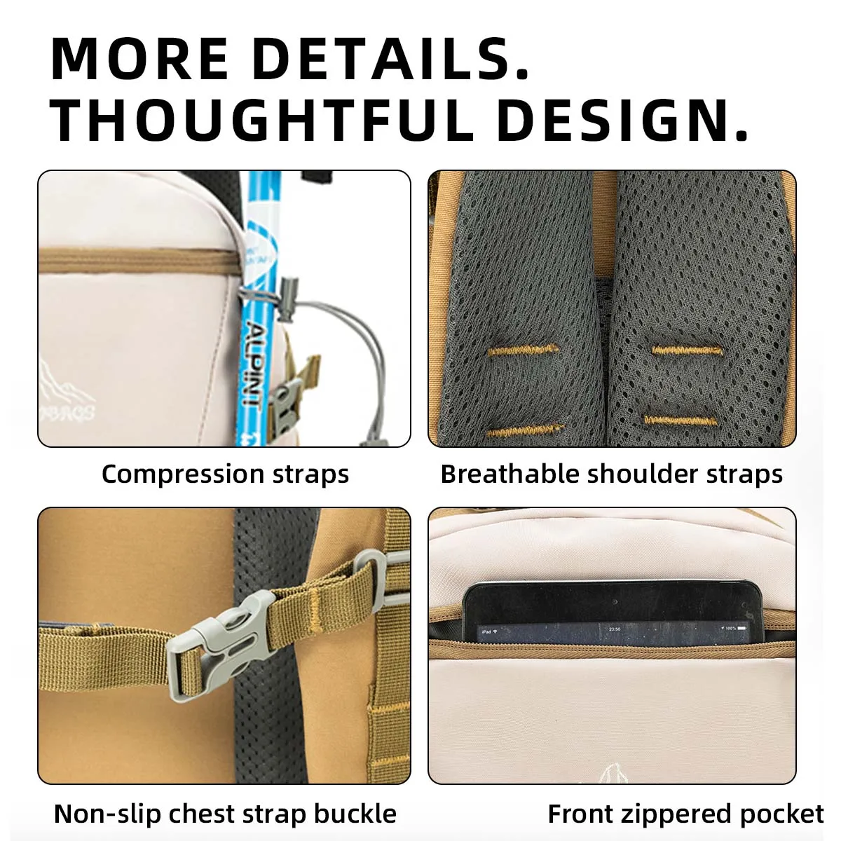 Outdoor Hiking Backpack for Women, Lightweight, Waterproof, Ultra-Light, Small Backpack, 22 Liters, Travel Climbing Lightweight Backpack for Junior High School Students and College Students