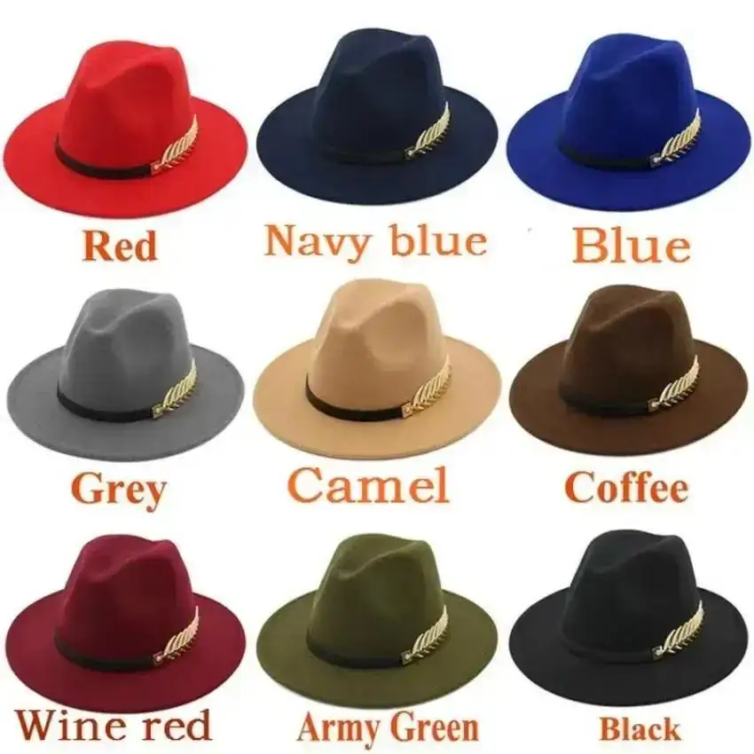Simple Fashion Formal Occasion Couples Woolen Hats Large Brimmed Jazz Hats Autumn And Winter Fashion British Vintage Top Hats