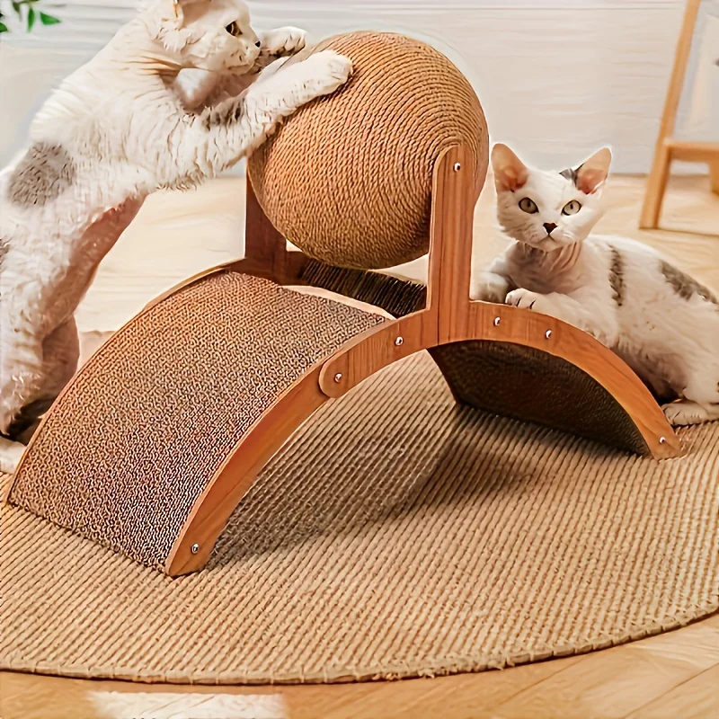 고양이 데일리 스크래쳐 장난감 회전식 볼 포함 가족 애완동물 재미있는 놀이 휴식 장난감 가정용 바닥 실용적인 인터랙티브 애완동물 장난감