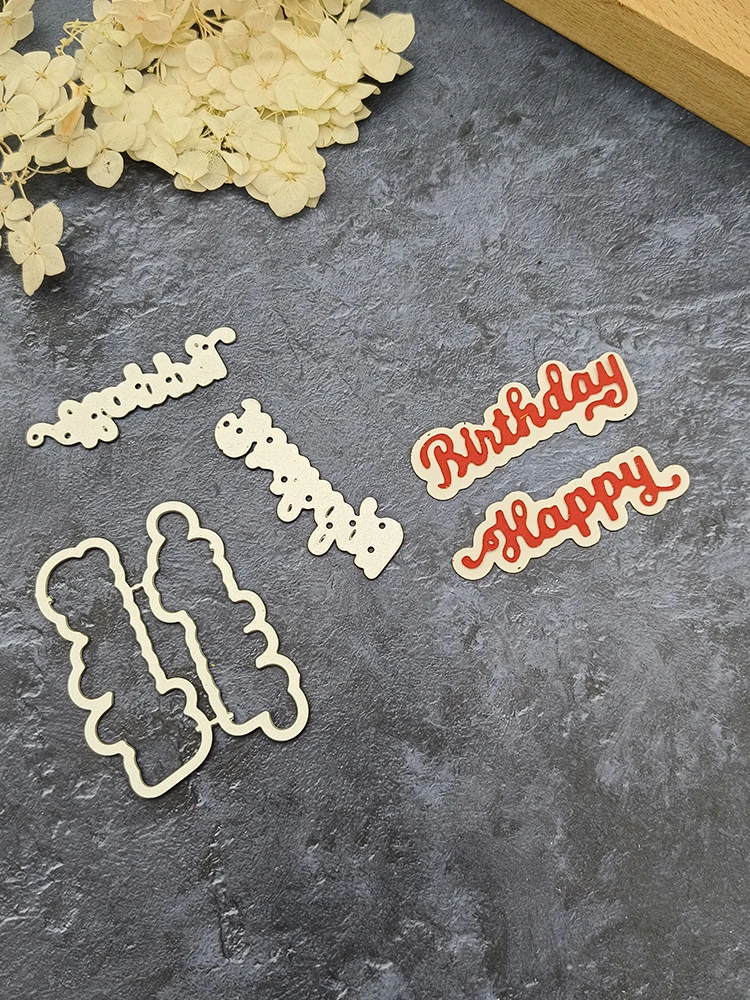 2025 neue Ankunft Englisch Brief Alles Gute Zum Geburtstag Metall Schneiden Stirbt für Sammelalbum Messer Form Klinge Punch Karte, Der Schablonen – Detail 1