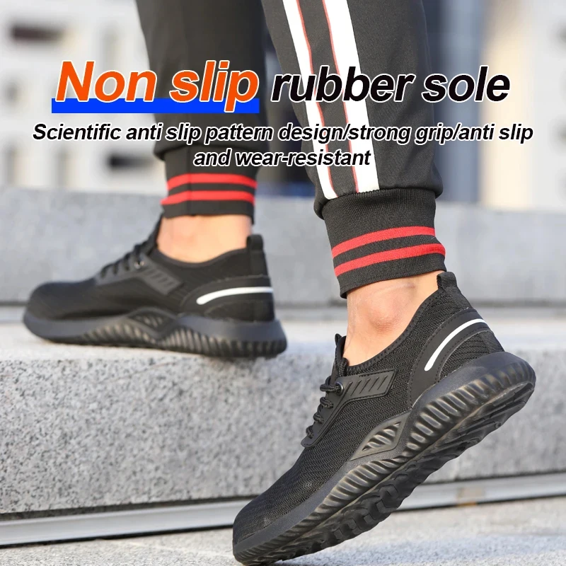 Safety Shoes MEN'S Headgear Steel Anti-crushing Work Tennis Light Polishing Test Indestructible