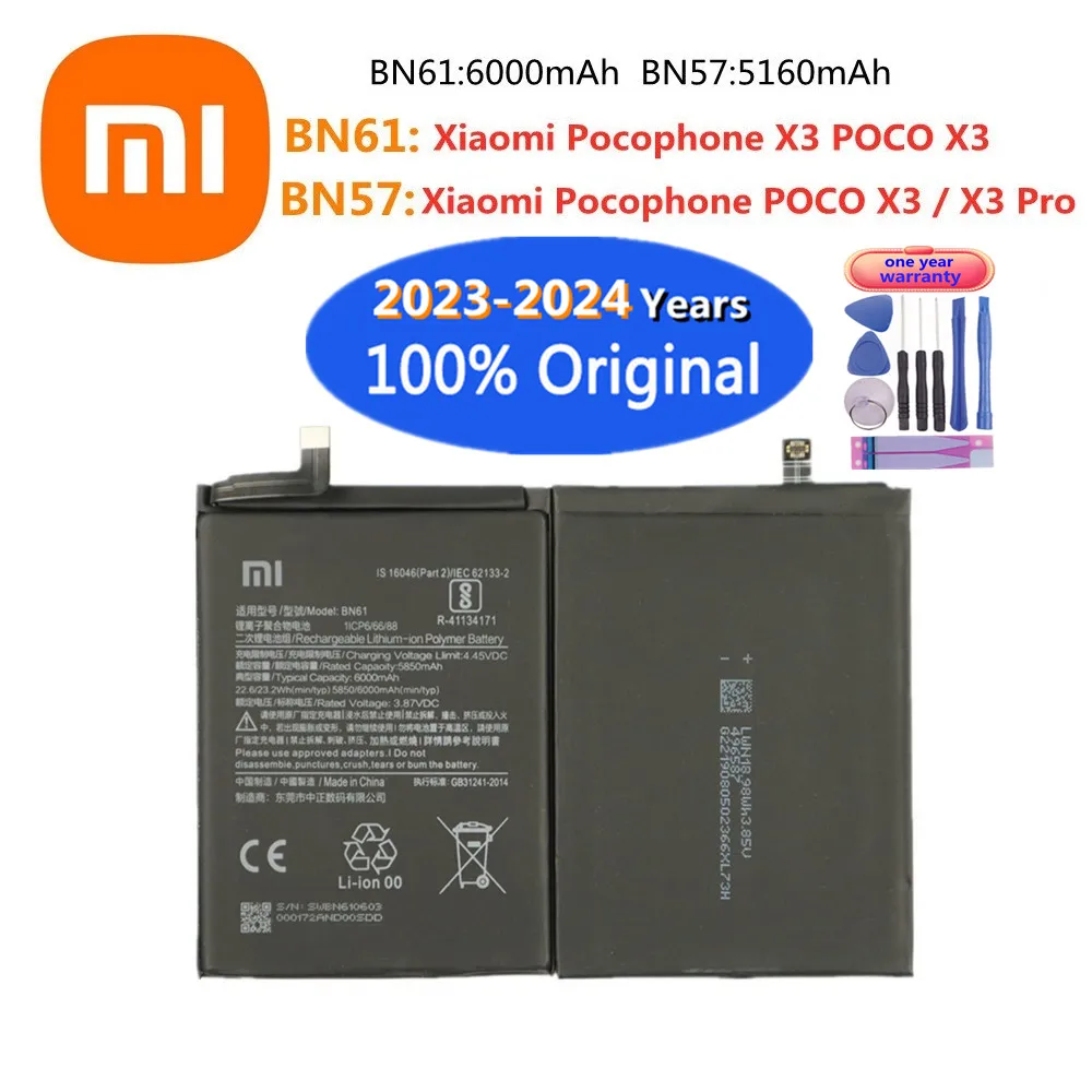 

2024 Years BN61 BN57 Xiao mi Original Battery For Xiaomi Pocophone POCO X3 Pro / X3 NFC High Quality Phone Batteries In Stock