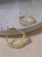 Gorgeous Intertwined Gold Color Hoop Earrings With Intricate Mesh Stylish Style Earrings For Women Party Gift Jewelry 3