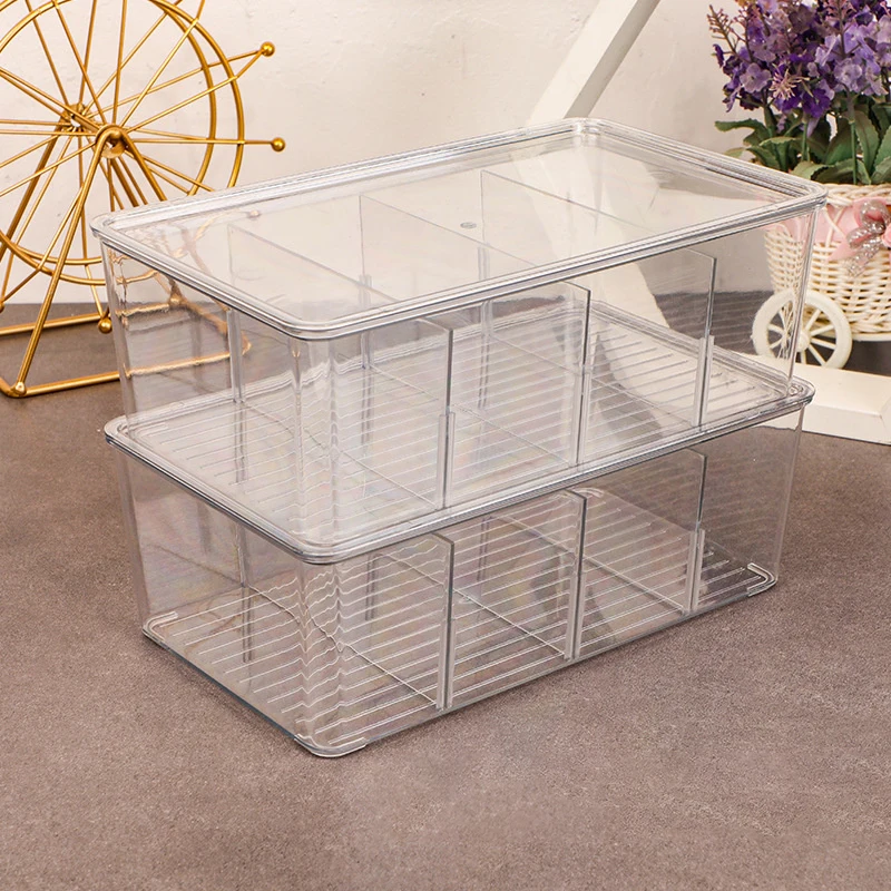 1PC Household Transparent Plastic Storage Box With Lid And Compartments Toy  Storage Box Stationery Miscellaneous Storage Box