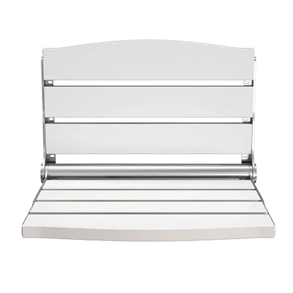 Folding Shower Bench Stainless Steel Frame Wall Mounted Shower Chair Home Space-saving Design Easy Installation Steady and Safe 2