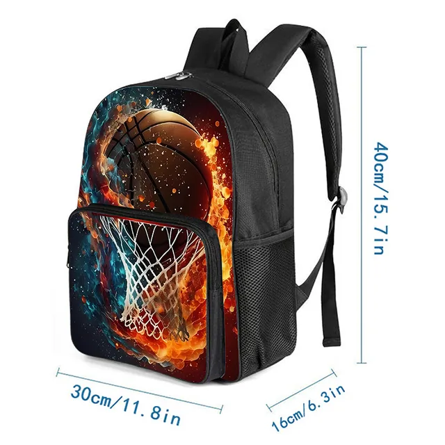 Basketball Pattern Square Front Pocket Backpack for Boy and Girls Best Gifts 3D Cartoon SchoolBags for Children 2