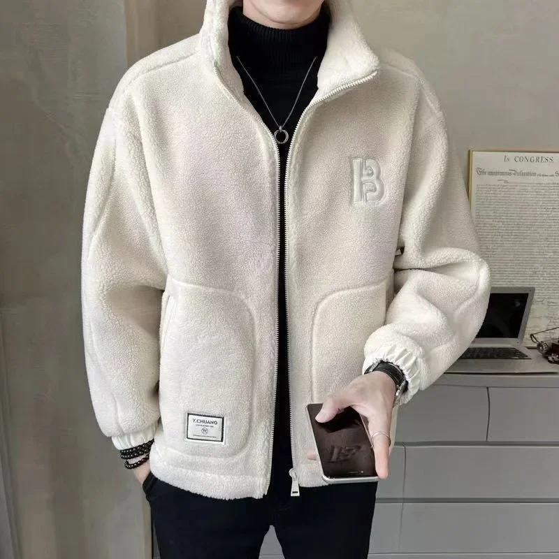 Men's Fleece-Lined Cotton Coat Fall Winter Overcoat Loose Fitting Hooded Jacket mens fleece lined jacket