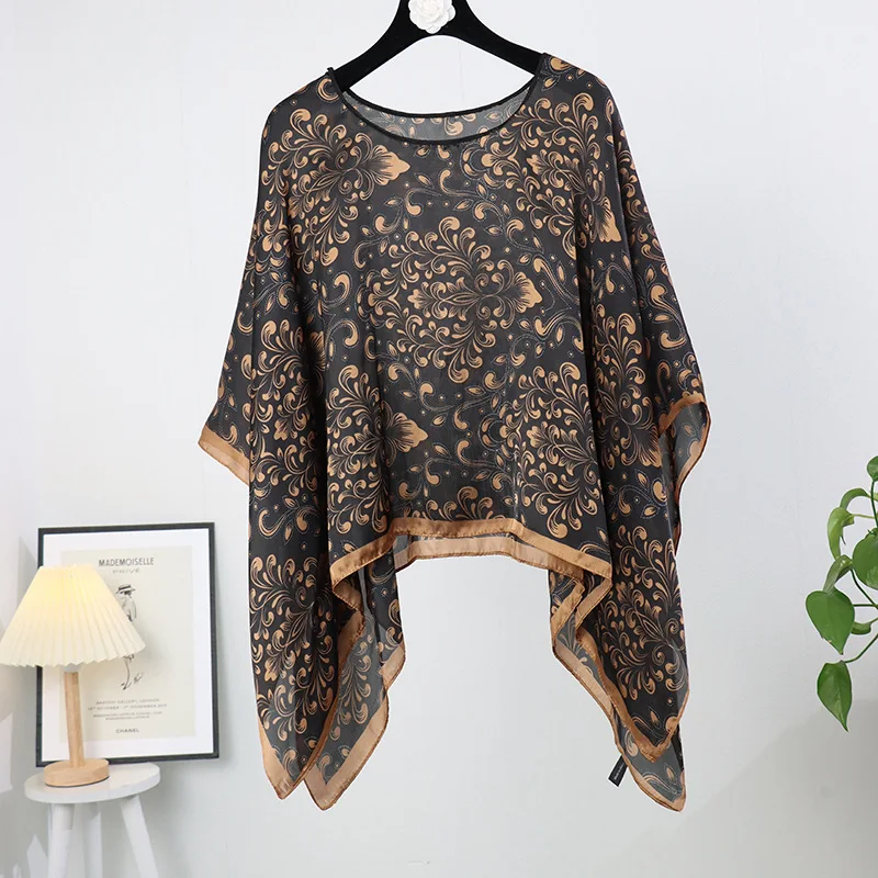 Poncho Pullover Shawl Sun Protection Scarf New Versatile Scarf Paired With Women's Loose Summer Sunscreen Leisure Clothing P11 women scarf plaid print double sided plush women s winter scarf with tassel decor windproof neck protection sunscreen shawl warm