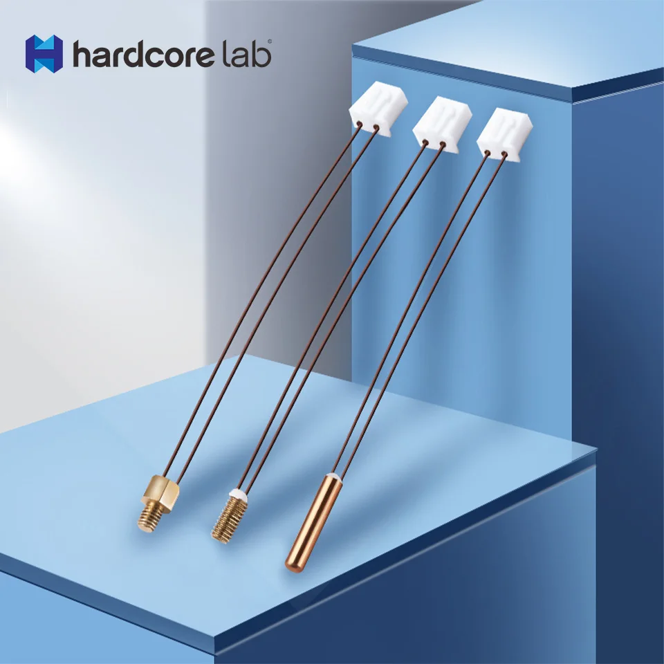 Hardcore Lab M3 Stud Screw-In Thermistor Cartridge 100K NTC 3950 1% for 3D Printer Extruder Mk8 V6 Volcano CR10 M3 Hotend