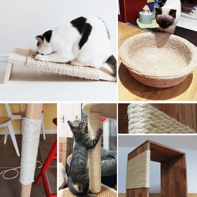 Natural Sisal Rope for Cat Tree Cat Scratching Post Replacemen Rope Sisal for Protect Sofa Cats Scratcher Rope Scraper Cats Toy 6