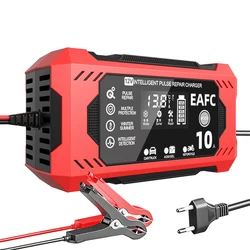Enhanced Car Battery Charger - 7 - Stage Smart Charger for Various Battery Types (10A EU Plug)