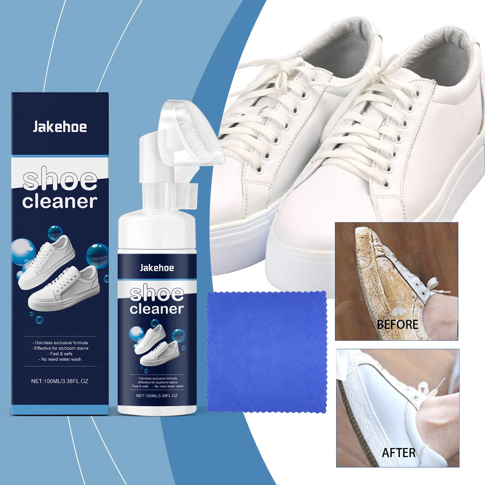 White Shoe Cleaner Gentle non-injurious no-rinse cleaner for cleaning dust stains yellowing edges of shoes