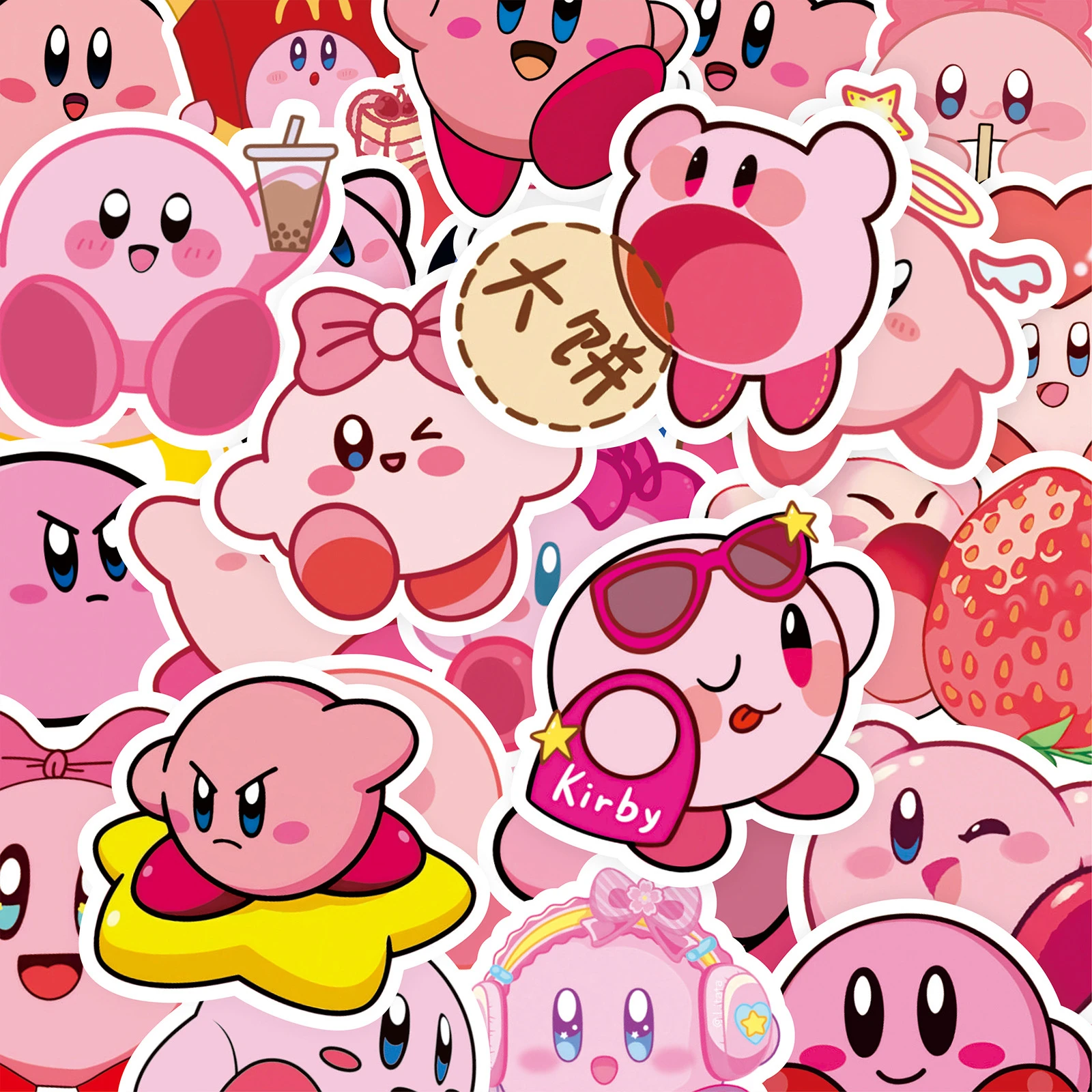 10/50/100 Stück Cartoon Rosa Kirby Aufkleber Niedliche Kinder-Dekorationsaufkleber Spielzeug DIY Schreibwaren Koffer Auto Handy Kawaii Graffiti Sticker – Detail 3