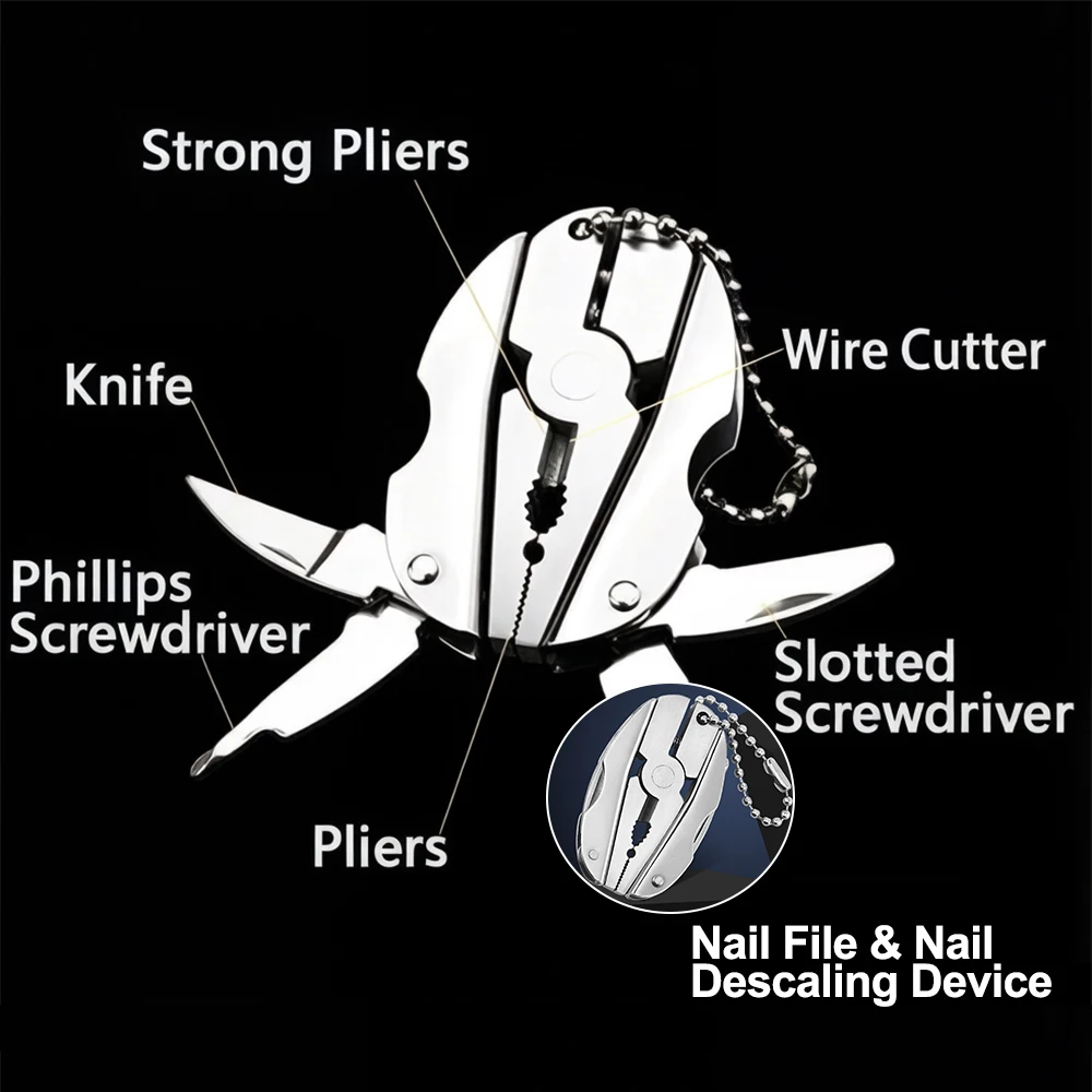 Compact Stainless Steel Multi-Tool Keychain with Pocket Folding Pliers for Outdoor and Everyday Use
