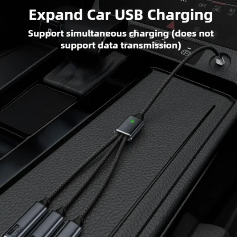 3-Port USB Hub Splitter Cable with USB-A and Type-C Adapter for Charging & Data Transfer