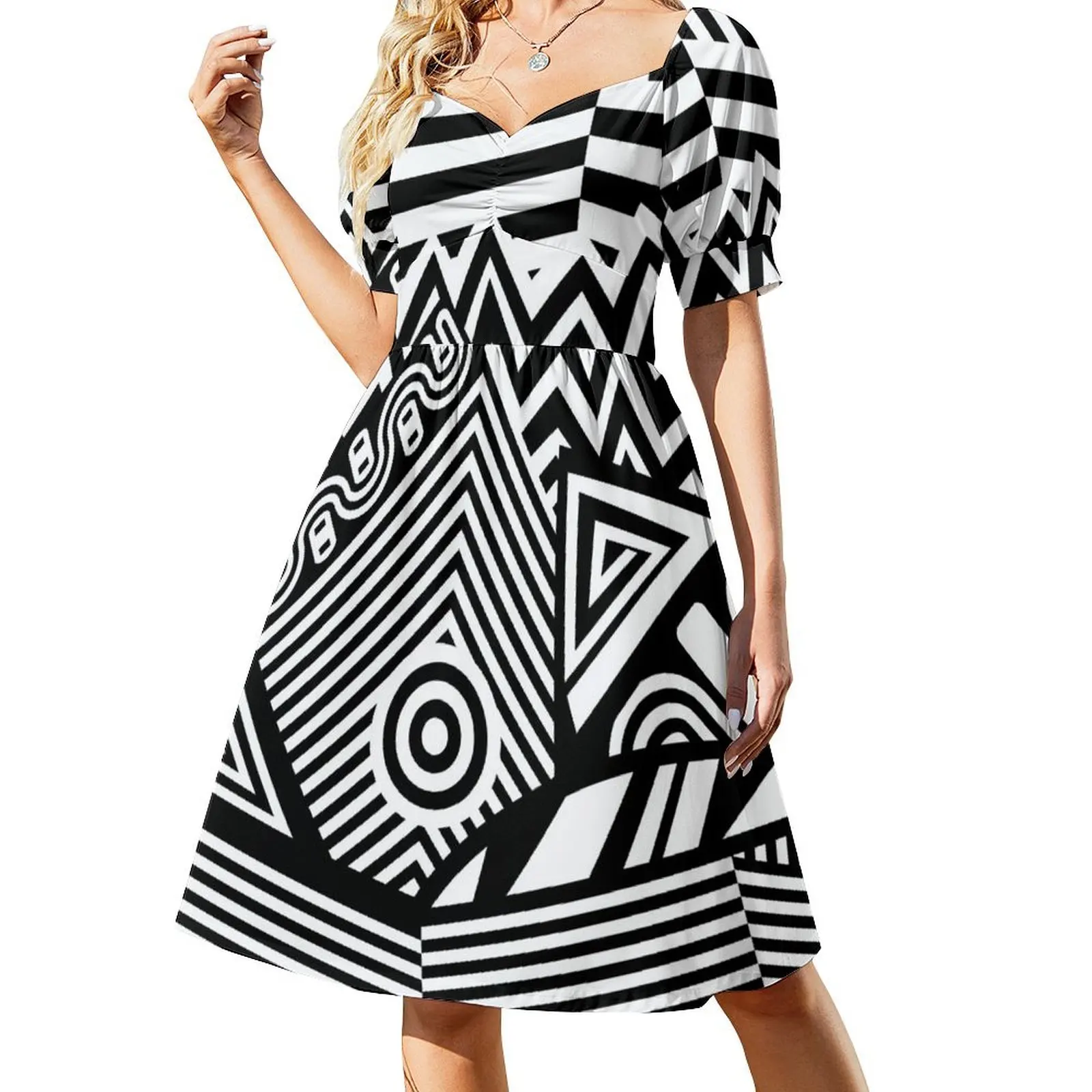 zle Dazzle Camuflaje Bold Diseño negro Vestido de manga corta Vestido de noche vestido de fiesta vestido de noche mujer ropa de mujer