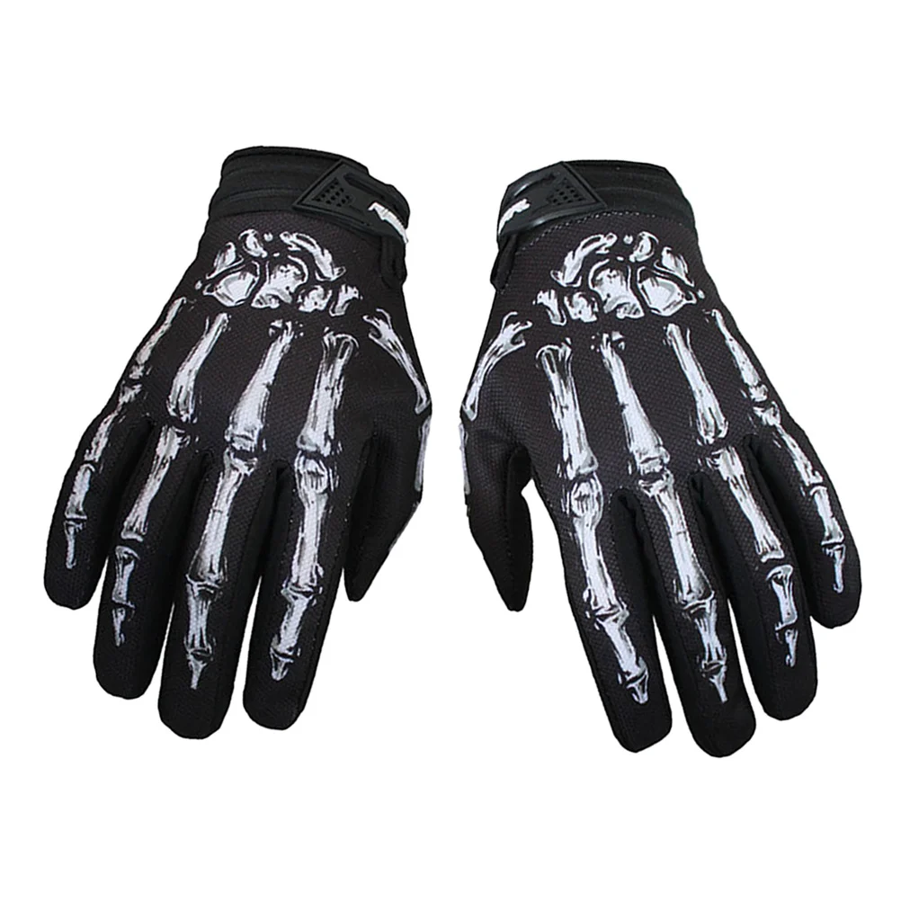 

1 Pair of Ridding Gloves Scary Skull Finger Gloves Ghost Paw Gloves Portable Gloves for Men and Women White L