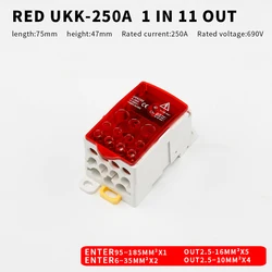 Enhanced Power Distribution Junction Terminal Block for Universal Electric Connections (UKK - 250A Red)