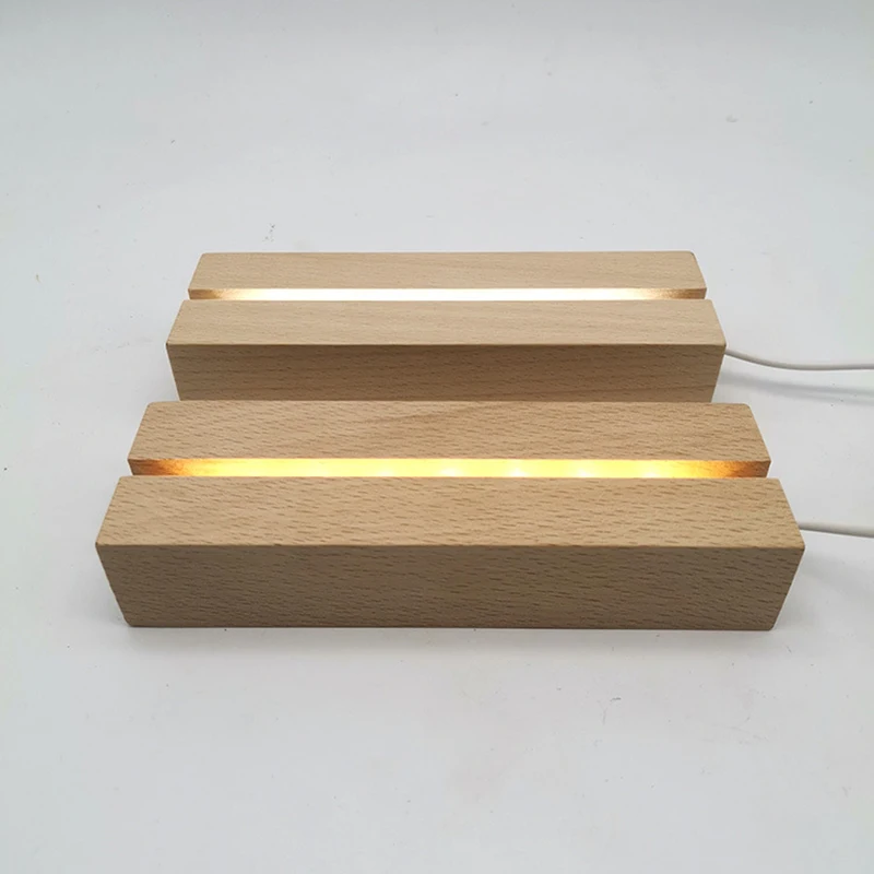 Lighting Accessories 5mm Led Light Base Wood Display Stand Warm White RGB Lights with USB Cable for Acrylic Resin Table Lamp DIY